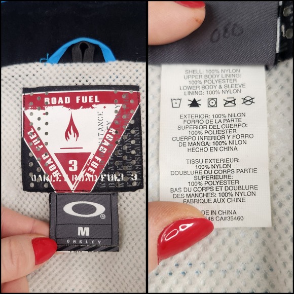 Oakley Jacket Mens Medium Blue White Colorblock Snowboarding Ski Graffiti - Picture 15 of 15